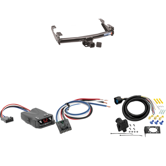 Fits 1992-2000 GMC C2500 Trailer Hitch Tow PKG w/ Tekonsha Brakeman IV Brake Control + Generic BC Wiring Adapter + 7-Way RV Wiring (For 4 Dr. Crew Cab w/8 ft. Bed Models) By Reese Towpower