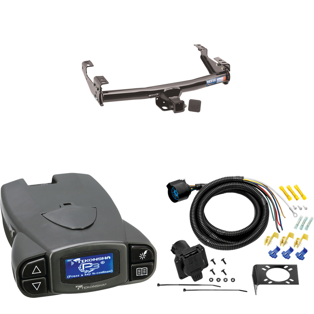 Fits 1992-2000 Chevrolet K3500 Trailer Hitch Tow PKG w/ Tekonsha Prodigy P3 Brake Control + 7-Way RV Wiring (For 4 Dr. Crew Cab w/8 ft. Bed Models) By Reese Towpower