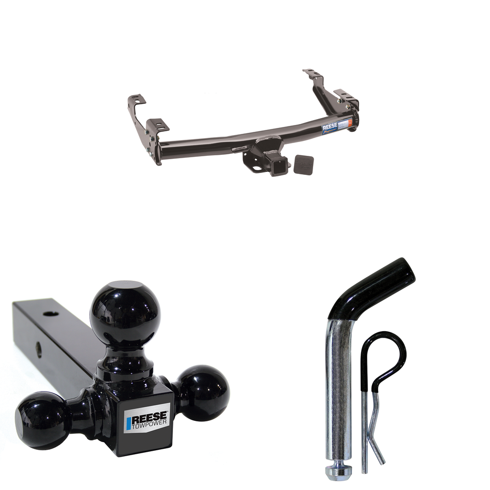 Fits 1999-2004 Ford F-250 Super Duty Trailer Hitch Tow PKG w/ Triple Ball Ball Mount 1-7/8" & 2" & 2-5/16" Trailer Balls + Pin/Clip (Excludes: Cab & Chassis Models) By Reese Towpower