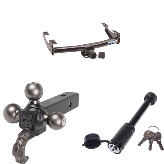 Fits 1979-1982 Dodge D50 Trailer Hitch Tow PKG + Tactical Triple Ball Ball Mount 1-7/8" & 2" & 2-5/16" Balls & Tow Hook + Tactical Dogbone Lock By Reese Towpower