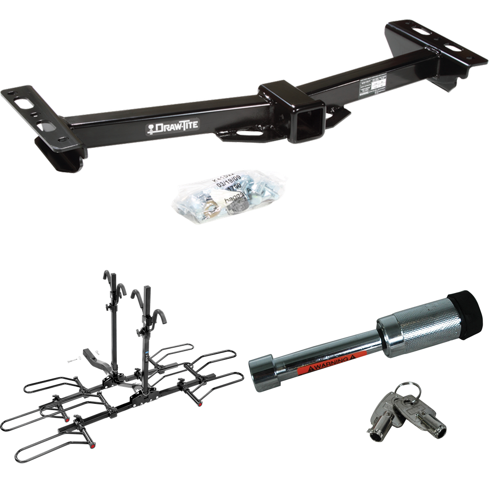 Se adapta al paquete de remolque con enganche para remolque GMC C3500 1988-2000 con portaequipajes estilo plataforma para 4 bicicletas + bloqueo de enganche (para modelos con bandeja enrollable del mercado de accesorios) de Draw-Tite