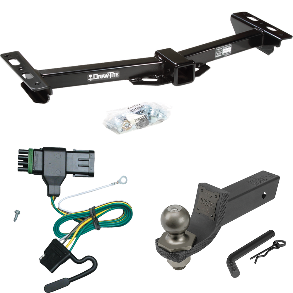 Fits 1988-1999 Chevrolet C1500 Trailer Hitch Tow PKG w/ 4-Flat Wiring + Interlock Tactical Starter Kit w/ 2" Drop & 2" Ball (For w/Aftermarket Roll Pan Models) By Draw-Tite