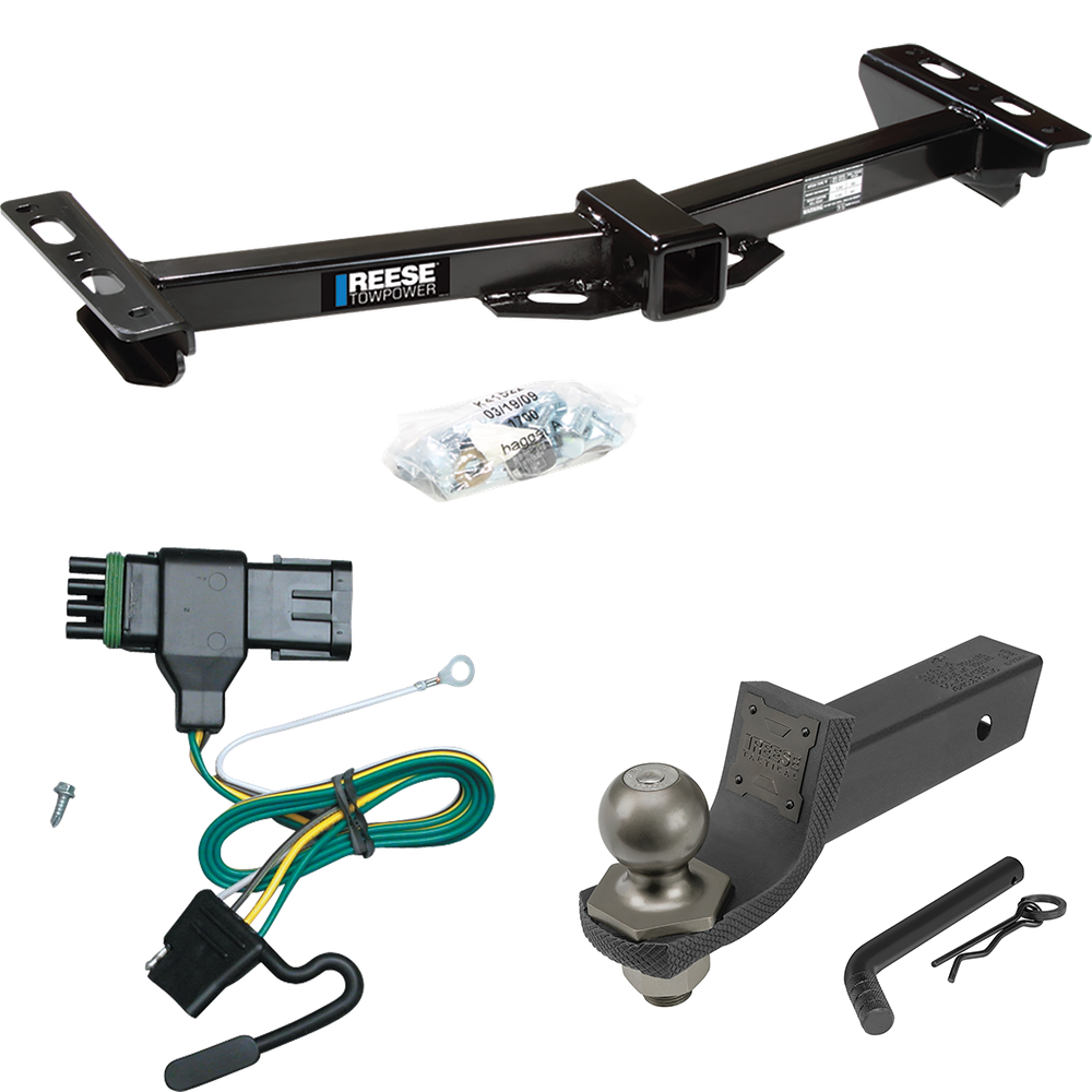 Fits 1988-2000 GMC K2500 Trailer Hitch Tow PKG w/ 4-Flat Wiring + Interlock Tactical Starter Kit w/ 2" Drop & 2" Ball (For w/Aftermarket Roll Pan Models) By Reese Towpower