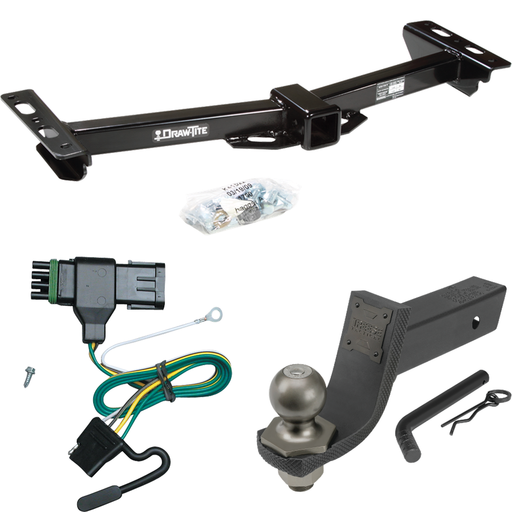 Fits 1988-2000 GMC K2500 Trailer Hitch Tow PKG w/ 4-Flat Wiring + Interlock Tactical Starter Kit w/ 3-1/4" Drop & 2" Ball (For w/Aftermarket Roll Pan Models) By Draw-Tite