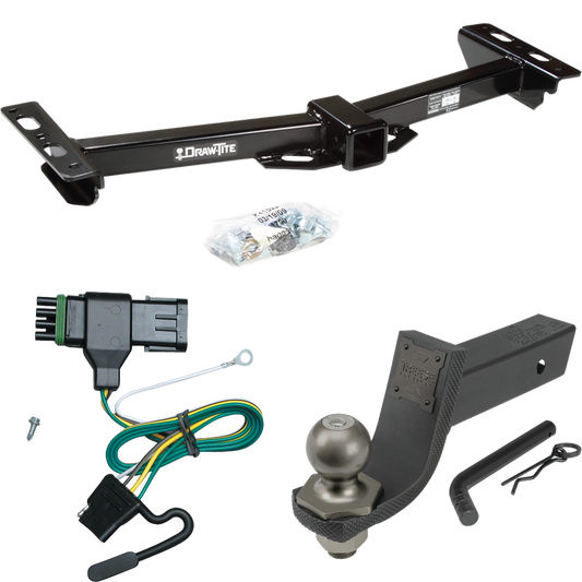 Fits 1988-2000 GMC K2500 Trailer Hitch Tow PKG w/ 4-Flat Wiring + Interlock Tactical Starter Kit w/ 3-1/4" Drop & 2" Ball (For w/Aftermarket Roll Pan Models) By Draw-Tite