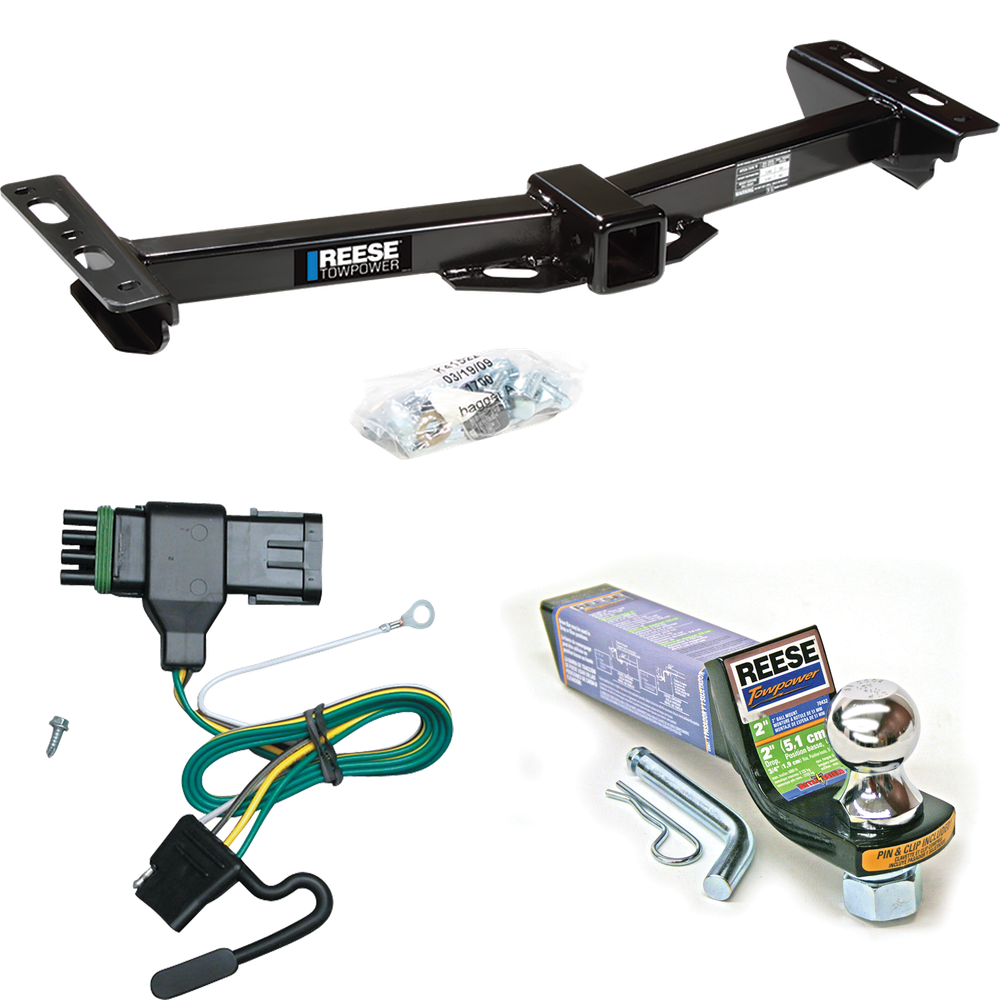 Se adapta al paquete de remolque con enganche de remolque GMC K1500 1988-1999 con cableado plano de 4 + kit de montaje de bola de inicio con caída de 2" y bola de 1-7/8" (para modelos con bandeja enrollable del mercado de accesorios) de Reese Towpower