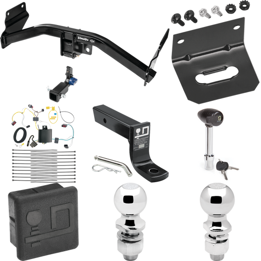 Fits 2014-2021 Jeep Grand Cherokee Trailer Hitch Tow PKG w/ 4-Flat Wiring + Ball Mount w/ 4" Drop + 2" Ball + 2-5/16" Ball + Wiring Bracket + Hitch Lock + Hitch Cover By Draw-Tite