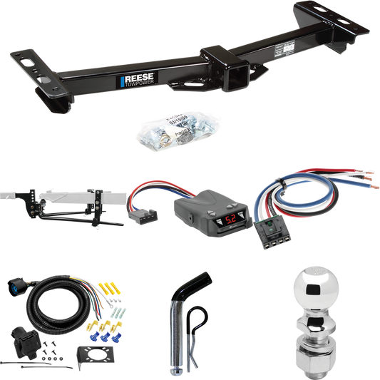 Fits 1988-1999 GMC K1500 Trailer Hitch Tow PKG w/ 6K Round Bar Weight Distribution Hitch w/ 2-5/16" Ball + 2" Ball + Pin/Clip + Tekonsha Brakeman IV Brake Control + Generic BC Wiring Adapter + 7-Way RV Wiring (For w/Aftermarket Roll Pan Models) By Re