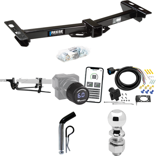 Fits 1988-2000 GMC C3500 Trailer Hitch Tow PKG w/ 6K Round Bar Weight Distribution Hitch w/ 2-5/16" Ball + 2" Ball + Pin/Clip + Tekonsha Prodigy iD Bluetooth Wireless Brake Control + 7-Way RV Wiring (For w/Aftermarket Roll Pan Models) By Reese Towpow