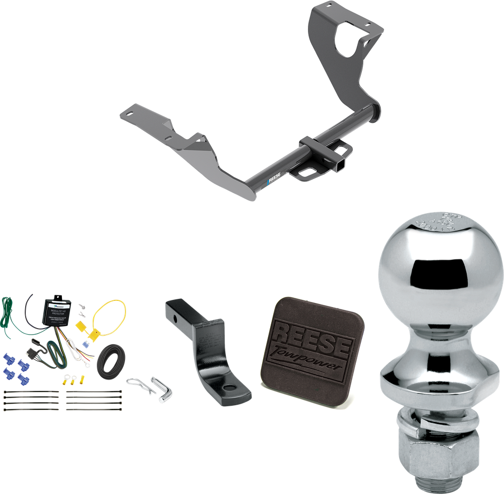 Fits 2015-2021 Subaru WRX STI Trailer Hitch Tow PKG w/ 4-Flat Wiring Harness + Draw-Bar + 1-7/8" Ball + Hitch Cover By Reese Towpower