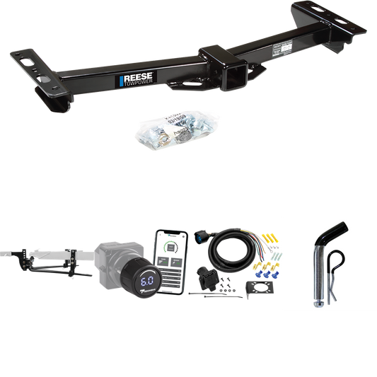 Fits 1988-2000 GMC C2500 Trailer Hitch Tow PKG w/ 6K Round Bar Weight Distribution Hitch w/ 2-5/16" Ball + Pin/Clip + Tekonsha Prodigy iD Bluetooth Wireless Brake Control + 7-Way RV Wiring (For w/Aftermarket Roll Pan Models) By Reese Towpower