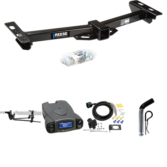 Fits 1988-1999 Chevrolet C2500 Trailer Hitch Tow PKG w/ 6K Round Bar Weight Distribution Hitch w/ 2-5/16" Ball + Pin/Clip + Tekonsha Prodigy P3 Brake Control + 7-Way RV Wiring (For w/Aftermarket Roll Pan Models) By Reese Towpower