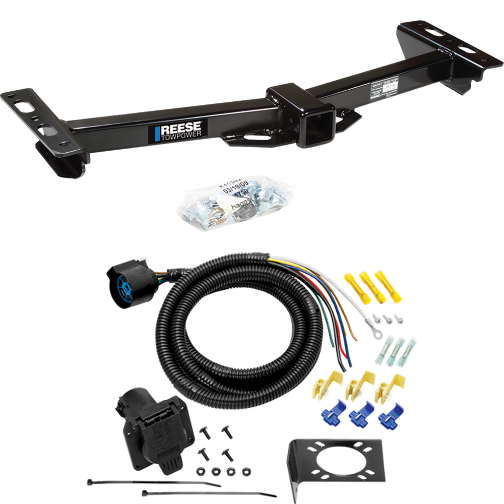 Fits 1988-1999 GMC K1500 Trailer Hitch Tow PKG w/ 7-Way RV Wiring (For w/Aftermarket Roll Pan Models) By Reese Towpower