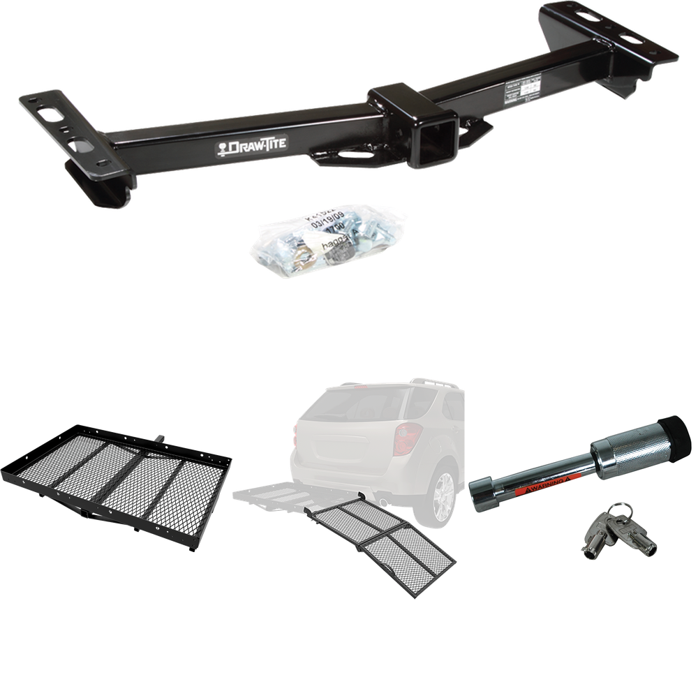 Fits 1988-2000 Chevrolet K3500 Trailer Hitch Tow PKG w/ Cargo Carrier + Bi-Fold Ramp + Hitch Lock (For w/Aftermarket Roll Pan Models) By Draw-Tite