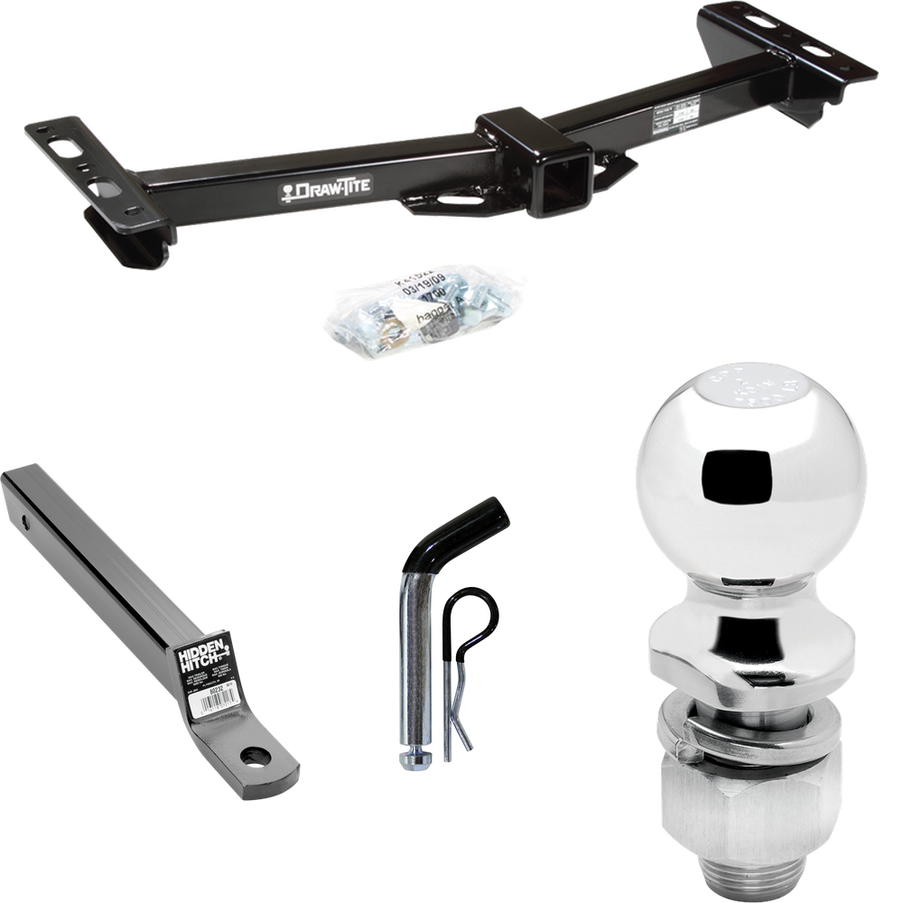 Fits 1988-2000 GMC K3500 Trailer Hitch Tow PKG w/ Extended 16" Long Ball Mount w/ 2" Drop + Pin/Clip + 2" Ball (For w/Aftermarket Roll Pan Models) By Draw-Tite