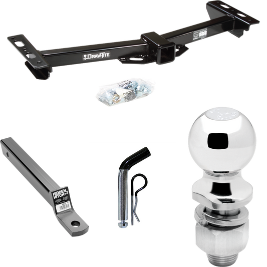 Fits 1988-2000 GMC K3500 Trailer Hitch Tow PKG w/ Extended 16" Long Ball Mount w/ 2" Drop + Pin/Clip + 2" Ball (For w/Aftermarket Roll Pan Models) By Draw-Tite