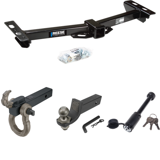 Fits 1988-1999 GMC K1500 Trailer Hitch Tow PKG + Interlock Tactical Starter Kit w/ 2" Drop & 2" Ball + Tactical Hook & Shackle Mount + Tactical Dogbone Lock (For w/Aftermarket Roll Pan Models) By Reese Towpower