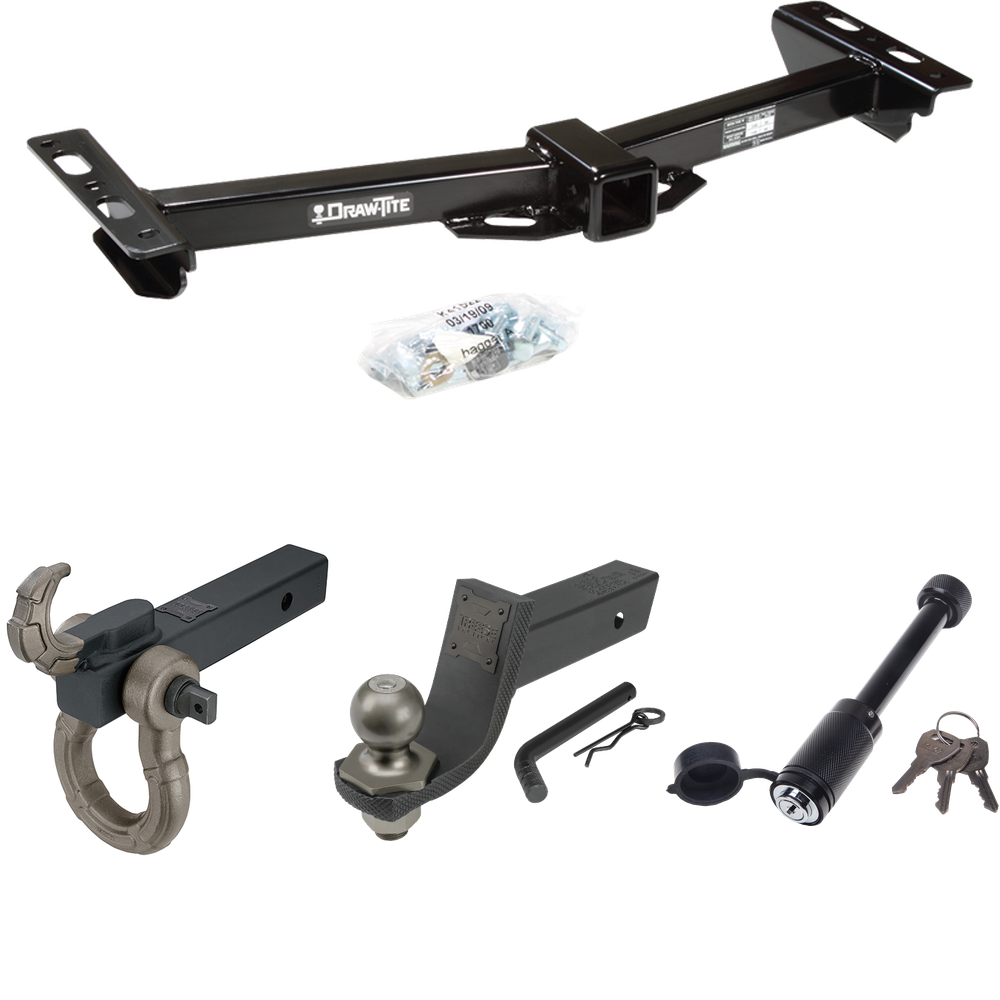 Fits 1988-2000 GMC K2500 Trailer Hitch Tow PKG + Interlock Tactical Starter Kit w/ 3-1/4" Drop & 2" Ball + Tactical Hook & Shackle Mount + Tactical Dogbone Lock (For w/Aftermarket Roll Pan Models) By Draw-Tite