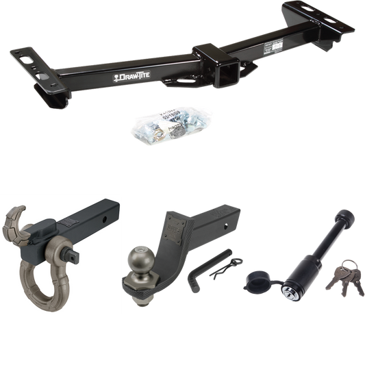 Fits 1988-2000 GMC K2500 Trailer Hitch Tow PKG + Interlock Tactical Starter Kit w/ 3-1/4" Drop & 2" Ball + Tactical Hook & Shackle Mount + Tactical Dogbone Lock (For w/Aftermarket Roll Pan Models) By Draw-Tite