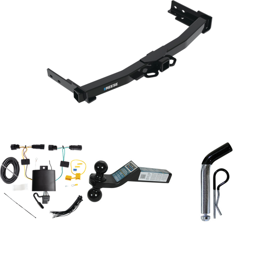 Fits 2021-2023 Jeep Grand Cherokee L Trailer Hitch Tow PKG w/ 4-Flat Wiring + Dual Ball Ball Mount 2" & 2-5/16" Trailer Balls + Pin/Clip By Reese Towpower