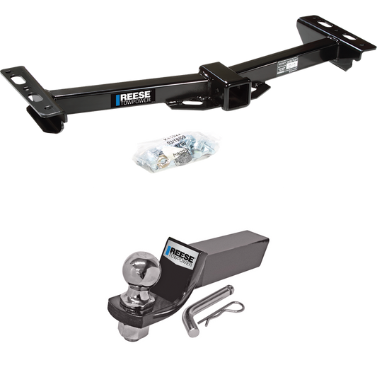 Fits 1988-1999 Chevrolet K2500 Trailer Hitch Tow PKG w/ Starter Kit Ball Mount w/ 2" Drop & 2" Ball (For w/Aftermarket Roll Pan Models) By Reese Towpower