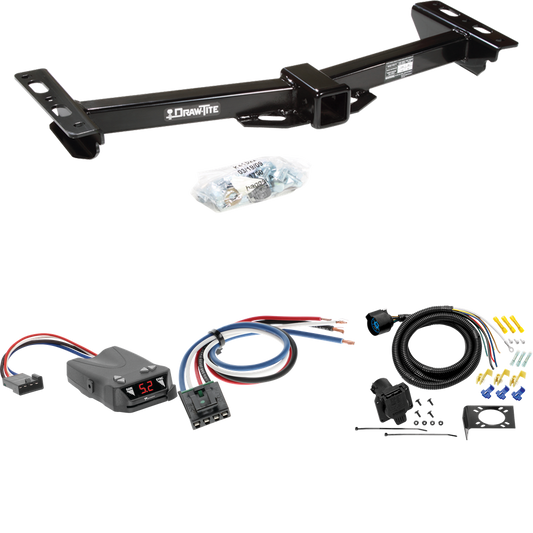 Fits 1988-1999 Chevrolet C1500 Trailer Hitch Tow PKG w/ Tekonsha Brakeman IV Brake Control + Generic BC Wiring Adapter + 7-Way RV Wiring (For w/Aftermarket Roll Pan Models) By Draw-Tite