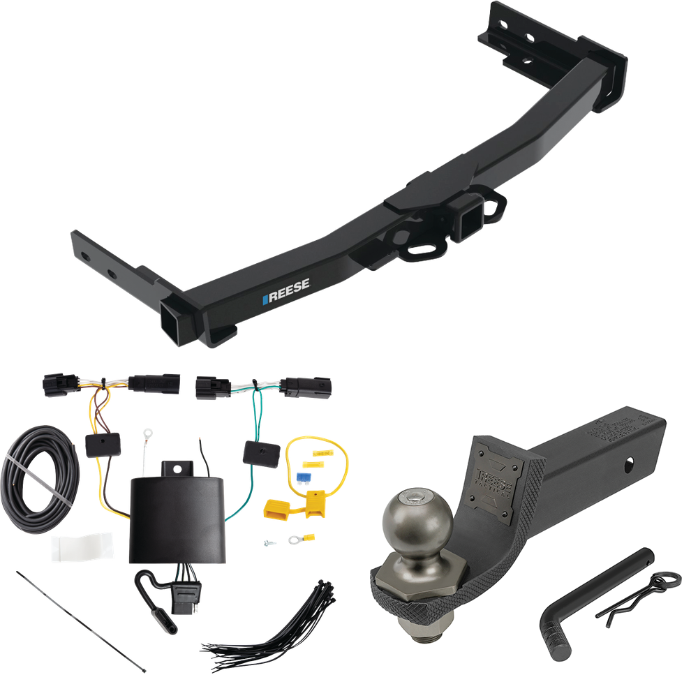 Fits 2021-2023 Jeep Grand Cherokee L Trailer Hitch Tow PKG w/ 4-Flat Wiring + Interlock Tactical Starter Kit w/ 2" Drop & 2" Ball By Reese Towpower