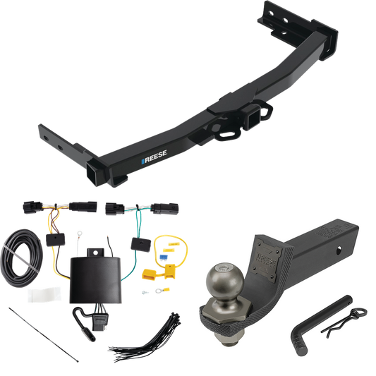 Fits 2021-2023 Jeep Grand Cherokee L Trailer Hitch Tow PKG w/ 4-Flat Wiring + Interlock Tactical Starter Kit w/ 2" Drop & 2" Ball By Reese Towpower