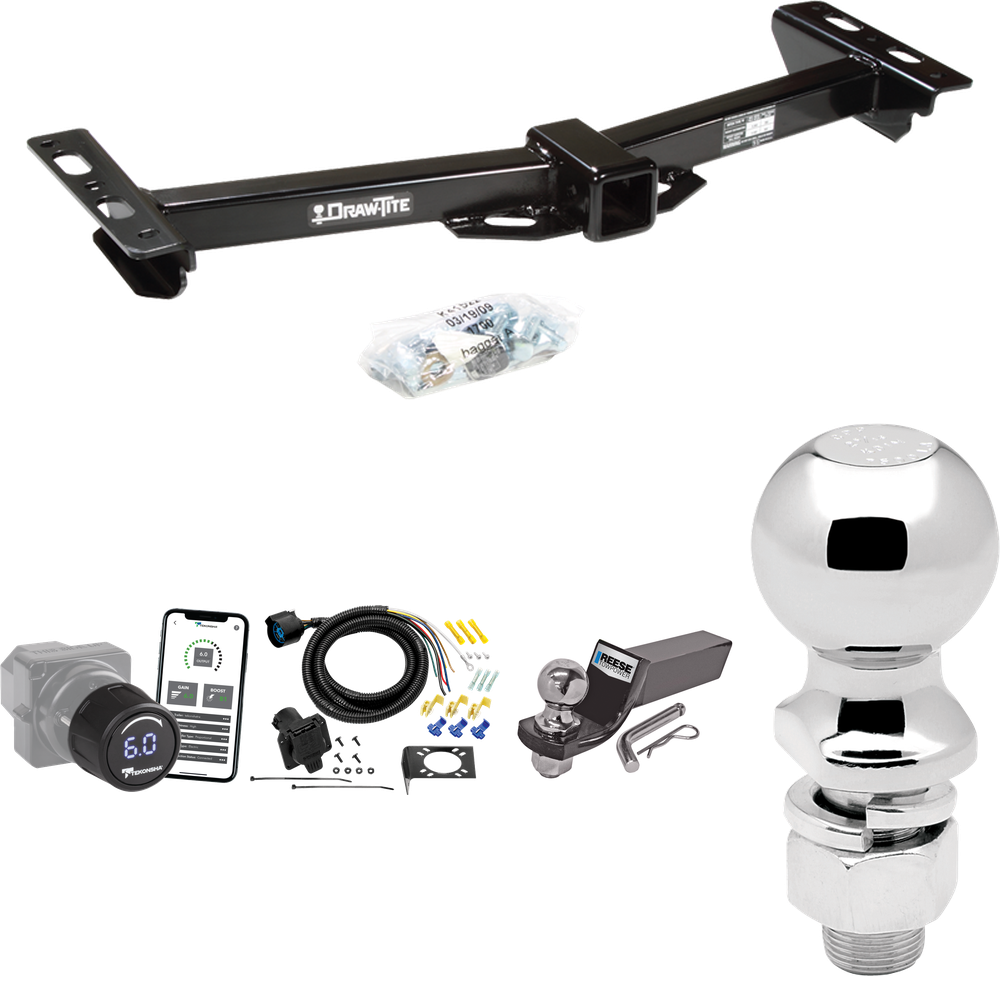 Fits 1988-1999 GMC K1500 Trailer Hitch Tow PKG w/ Tekonsha Prodigy iD Bluetooth Wireless Brake Control + 7-Way RV Wiring + 2" & 2-5/16" Ball & Drop Mount (For w/Aftermarket Roll Pan Models) By Draw-Tite