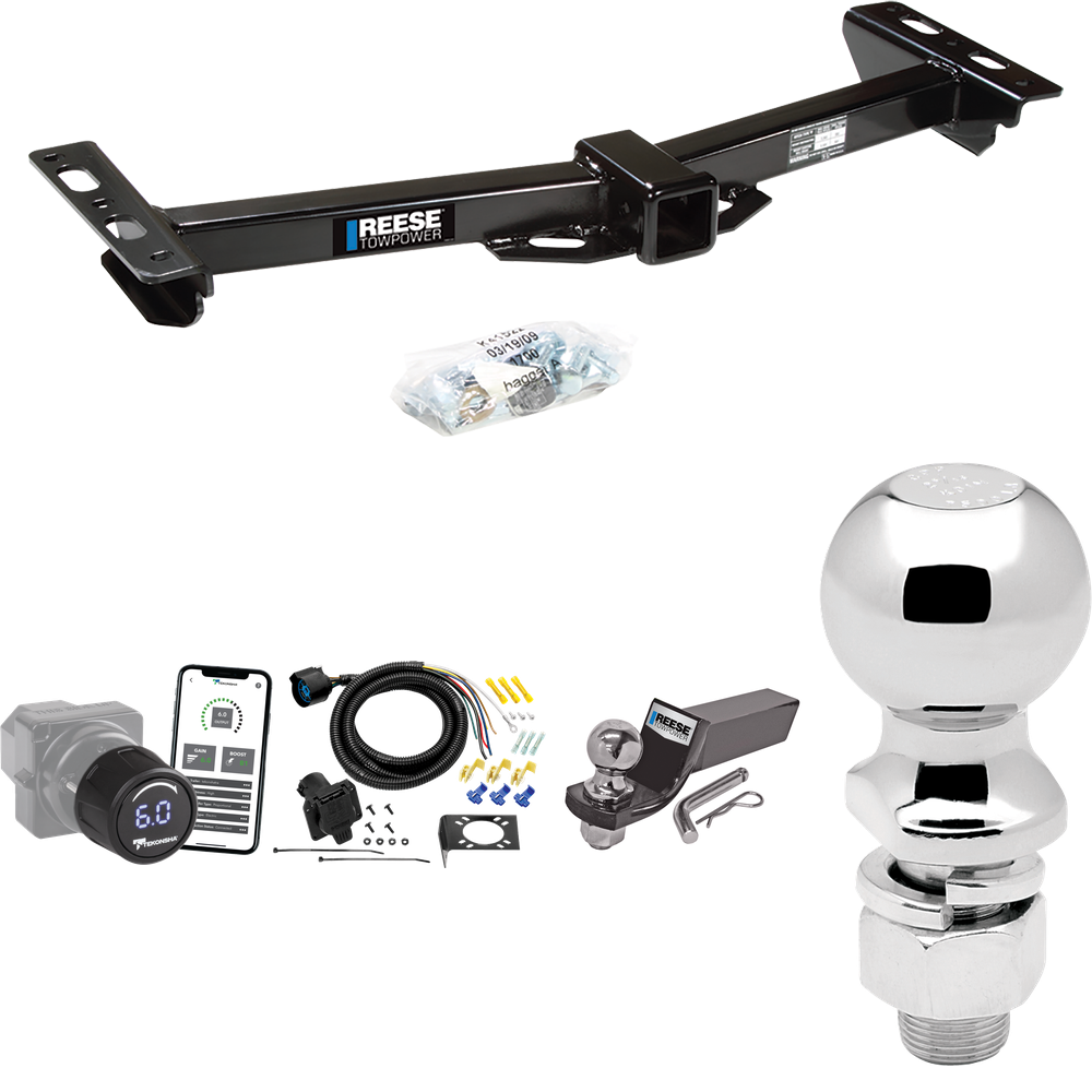 Fits 1988-1999 Chevrolet C1500 Trailer Hitch Tow PKG w/ Tekonsha Prodigy iD Bluetooth Wireless Brake Control + 7-Way RV Wiring + 2" & 2-5/16" Ball & Drop Mount (For w/Aftermarket Roll Pan Models) By Reese Towpower