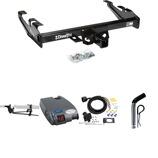 Fits 1988-1999 Chevrolet K1500 Trailer Hitch Tow PKG w/ 11.5K Round Bar Weight Distribution Hitch w/ 2-5/16" Ball + Pin/Clip + Tekonsha Primus IQ Brake Control + 7-Way RV Wiring By Draw-Tite