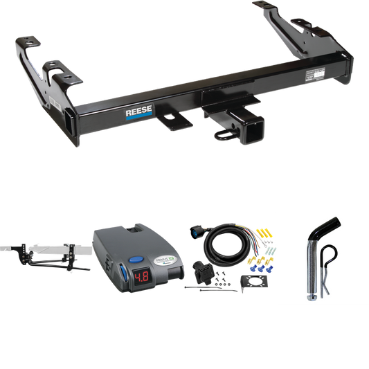 Fits 1988-2000 Chevrolet K3500 Trailer Hitch Tow PKG w/ 11.5K Round Bar Weight Distribution Hitch w/ 2-5/16" Ball + Pin/Clip + Tekonsha Primus IQ Brake Control + 7-Way RV Wiring (For Regular & Extended Cabs Models) By Reese Towpower