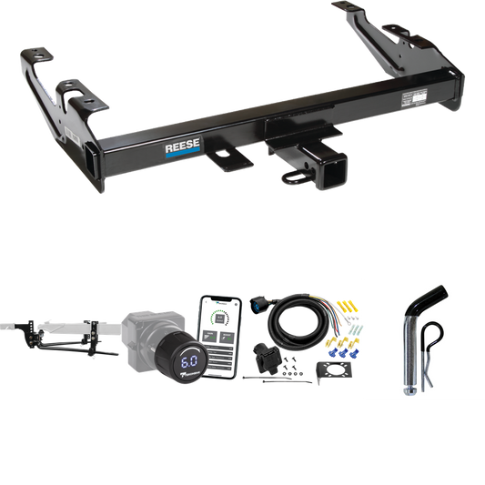 Fits 1988-1999 Chevrolet C2500 Trailer Hitch Tow PKG w/ 11.5K Round Bar Weight Distribution Hitch w/ 2-5/16" Ball + Pin/Clip + Tekonsha Prodigy iD Bluetooth Wireless Brake Control + 7-Way RV Wiring (For Regular & Extended Cabs Models) By Reese Towpow