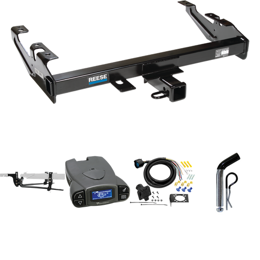 Fits 1992-2000 Chevrolet C3500 Trailer Hitch Tow PKG w/ 11.5K Round Bar Weight Distribution Hitch w/ 2-5/16" Ball + Pin/Clip + Tekonsha Prodigy P3 Brake Control + 7-Way RV Wiring (For Crew Cab Models) By Reese Towpower