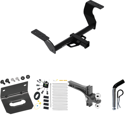 Fits 2022-2023 Subaru WRX Trailer Hitch Tow PKG w/ 4-Flat Zero Contact "No Splice" Wiring Harness + Dual Adjustable Drop Rise Ball Ball Mount 2" & 2-5/16" Trailer Balls + Pin/Clip + Wiring Bracket By Draw-Tite