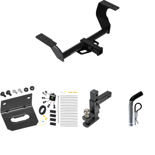 Fits 2022-2023 Subaru WRX Trailer Hitch Tow PKG w/ 4-Flat Zero Contact "No Splice" Wiring Harness + Adjustable Drop Rise Clevis Hitch Ball Mount w/ 2" Ball + Pin/Clip + Wiring Bracket By Draw-Tite