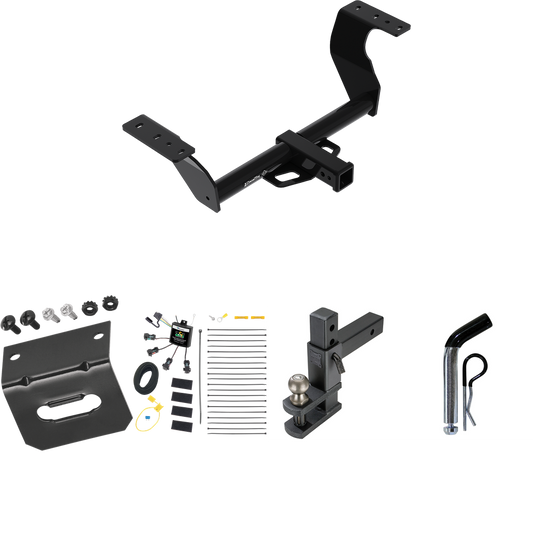 Se adapta al paquete de enganche de remolque Subaru WRX 2022-2023 con arnés de cableado de 4 contactos planos "sin empalme" + soporte de bola de enganche de horquilla ajustable con bola de 2" + pasador/clip + soporte de cableado de Draw-Tite