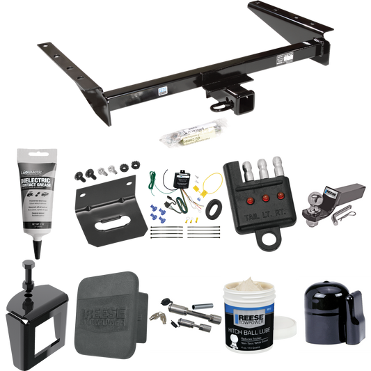 Fits 1993-1993 Jeep Grand Cherokee Trailer Hitch Tow PKG w/ 4-Flat Wiring + Starter Kit Ball Mount w/ 2" Drop & 2" Ball + 1-7/8" Ball + Wiring Bracket + Dual Hitch & Coupler Locks + Hitch Cover + Wiring Tester + Ball Lube + Electric Grease + Ball Wre