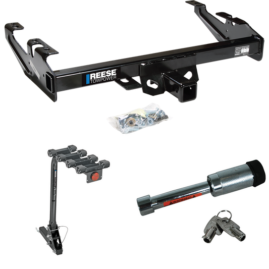 Fits 1988-2000 GMC K2500 Trailer Hitch Tow PKG w/ 4 Bike Carrier Rack + Hitch Lock By Reese Towpower