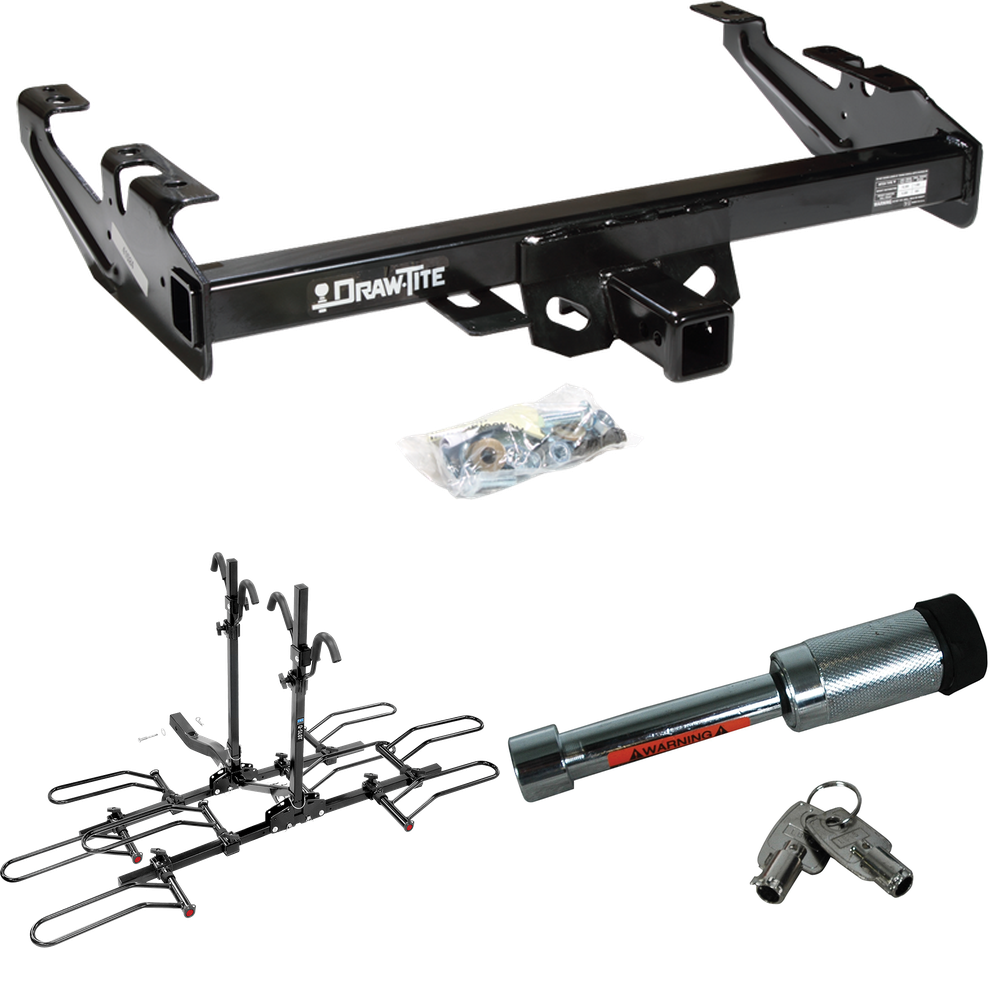 Se adapta al paquete de enganche de remolque GMC K2500 1988-2000 con portaequipajes estilo plataforma para 4 bicicletas + bloqueo de enganche de Draw-Tite