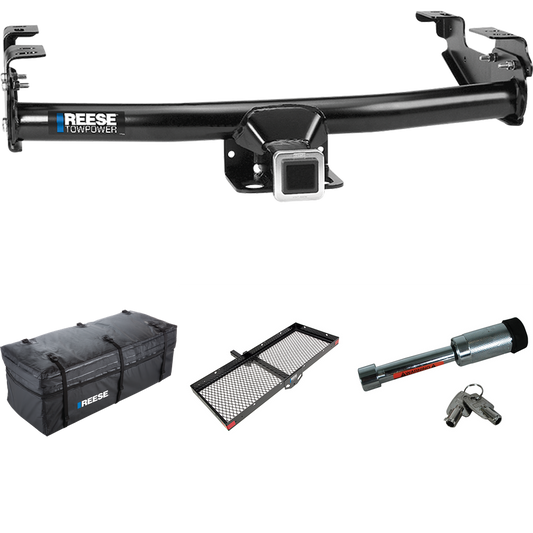 Fits 1999-2002 Chevrolet Silverado 1500 Trailer Hitch Tow PKG w/ 48" x 20" Cargo Carrier + Cargo Bag + Hitch Lock By Reese Towpower