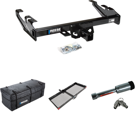 Fits 1988-1999 Chevrolet K1500 Trailer Hitch Tow PKG w/ 48" x 20" Cargo Carrier + Cargo Bag + Hitch Lock By Reese Towpower