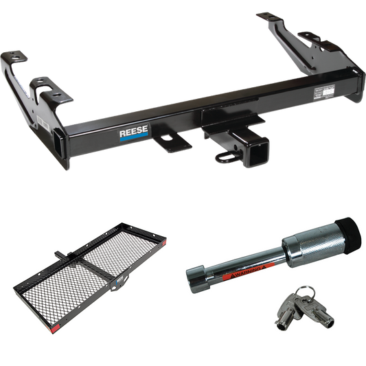 Fits 1988-2000 GMC C2500 Trailer Hitch Tow PKG w/ 48" x 20" Cargo Carrier + Hitch Lock By Reese Towpower