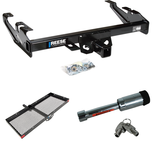 Fits 1992-2000 Chevrolet C3500 Trailer Hitch Tow PKG w/ 48" x 20" Cargo Carrier + Hitch Lock (For Crew Cab Models) By Reese Towpower