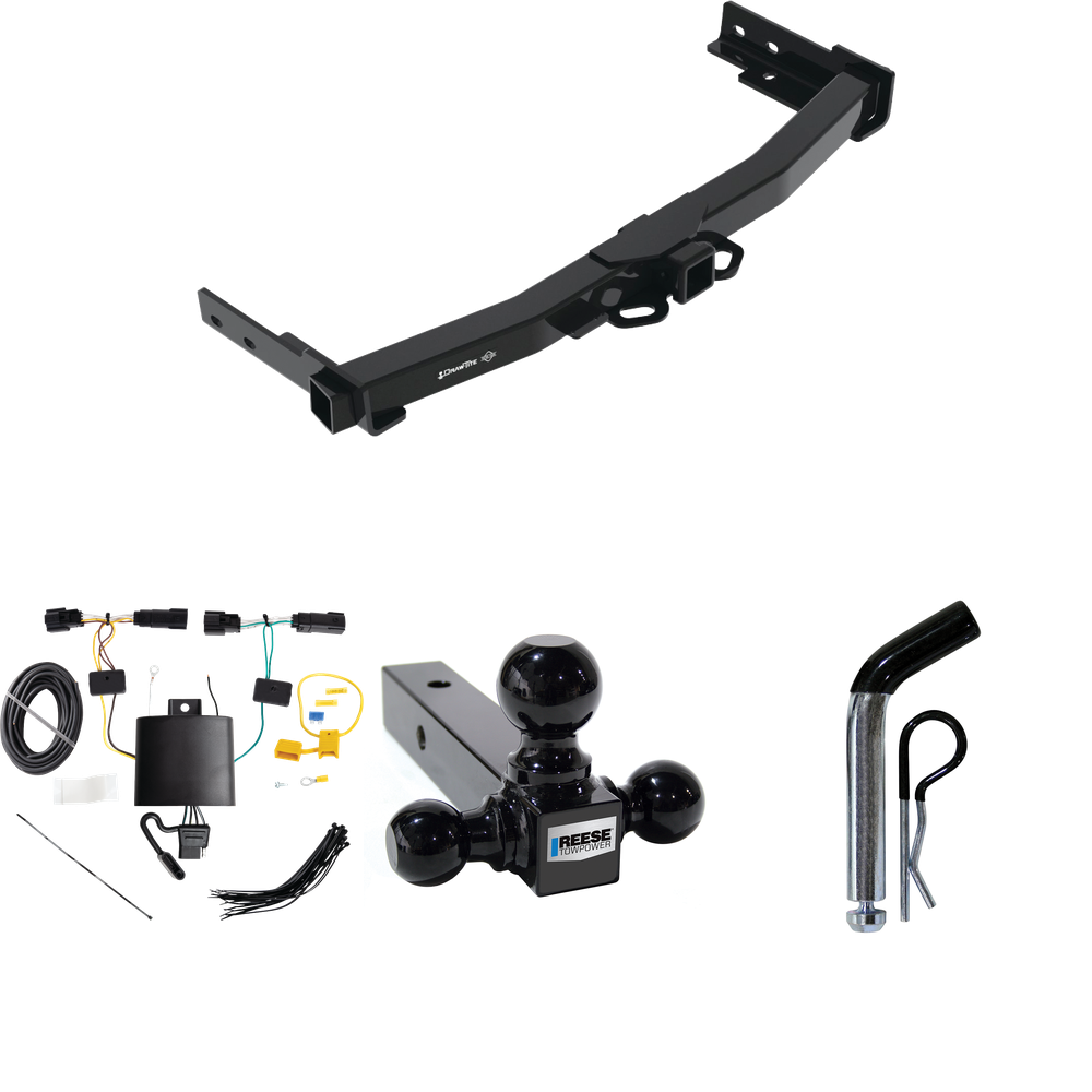 Fits 2021-2023 Jeep Grand Cherokee L Trailer Hitch Tow PKG w/ 4-Flat Wiring + Triple Ball Ball Mount 1-7/8" & 2" & 2-5/16" Trailer Balls + Pin/Clip By Draw-Tite