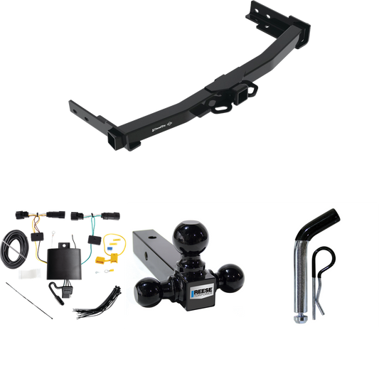 Fits 2021-2023 Jeep Grand Cherokee L Trailer Hitch Tow PKG w/ 4-Flat Wiring + Triple Ball Ball Mount 1-7/8" & 2" & 2-5/16" Trailer Balls + Pin/Clip By Draw-Tite