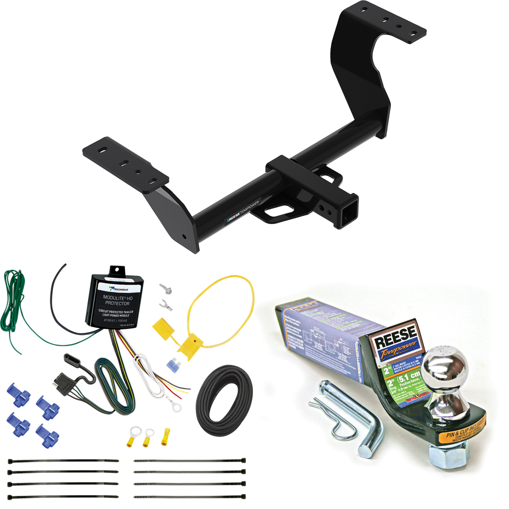 Fits 2022-2023 Subaru WRX Trailer Hitch Tow PKG w/ 4-Flat Wiring + Starter Kit Ball Mount w/ 2" Drop & 1-7/8" Ball By Reese Towpower