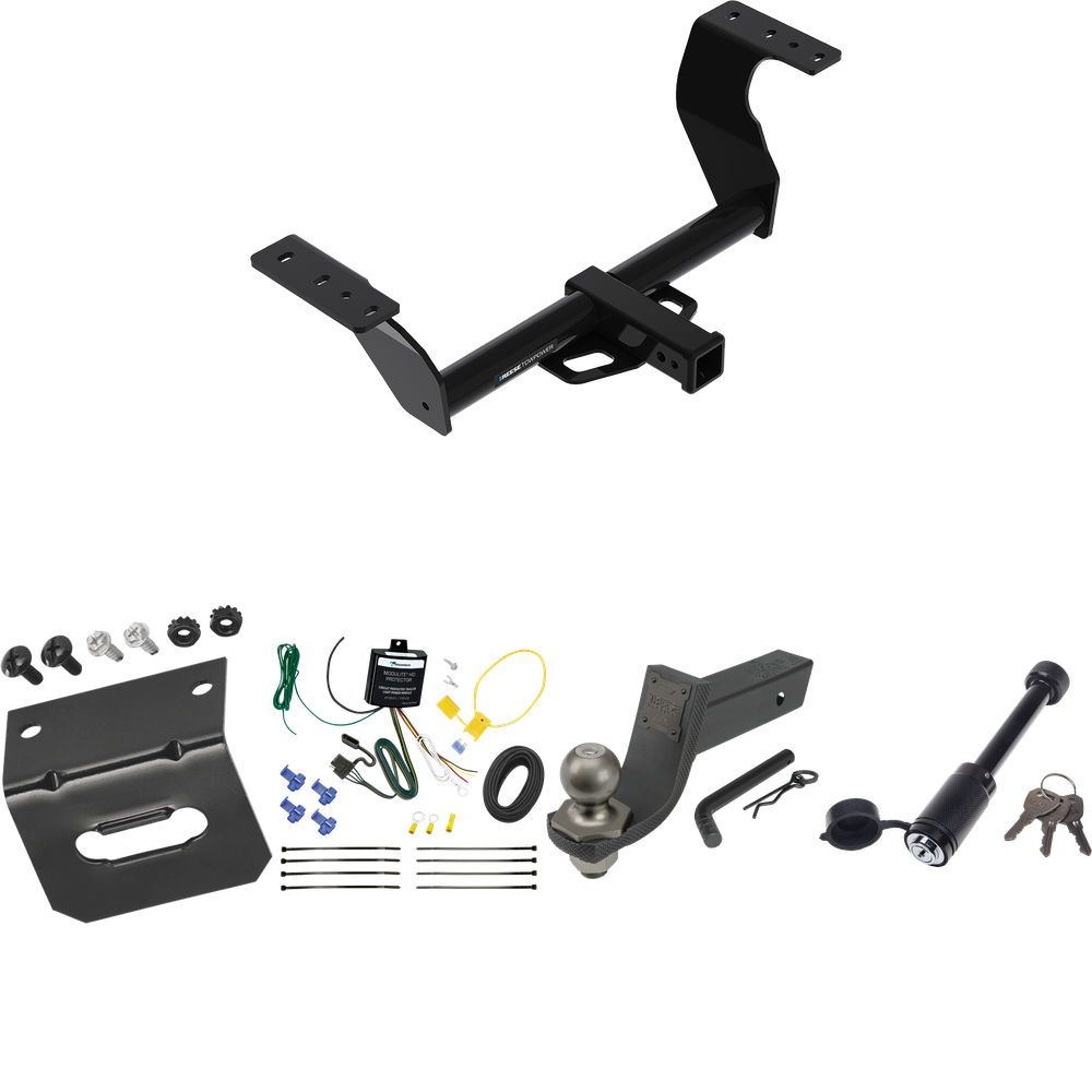 Fits 2022-2023 Subaru WRX Trailer Hitch Tow PKG w/ 4-Flat Wiring + Interlock Tactical Starter Kit w/ 3-1/4" Drop & 2" Ball + Tactical Dogbone Lock + Wiring Bracket By Reese Towpower