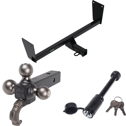 Fits 2023-2023 Subaru Solterra Trailer Hitch Tow PKG + Triple Ball Tactical Ball Mount 1-7/8" & 2" & 2-5/16" Balls w/ Tow Hook + Tactical Dogbone Lock By Reese Towpower