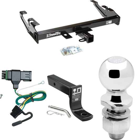 Se adapta al paquete de enganche de remolque GMC C3500 1988-2000 con cableado plano de 4 + soporte de bola con caída de 4" + bola de 2" de Draw-Tite